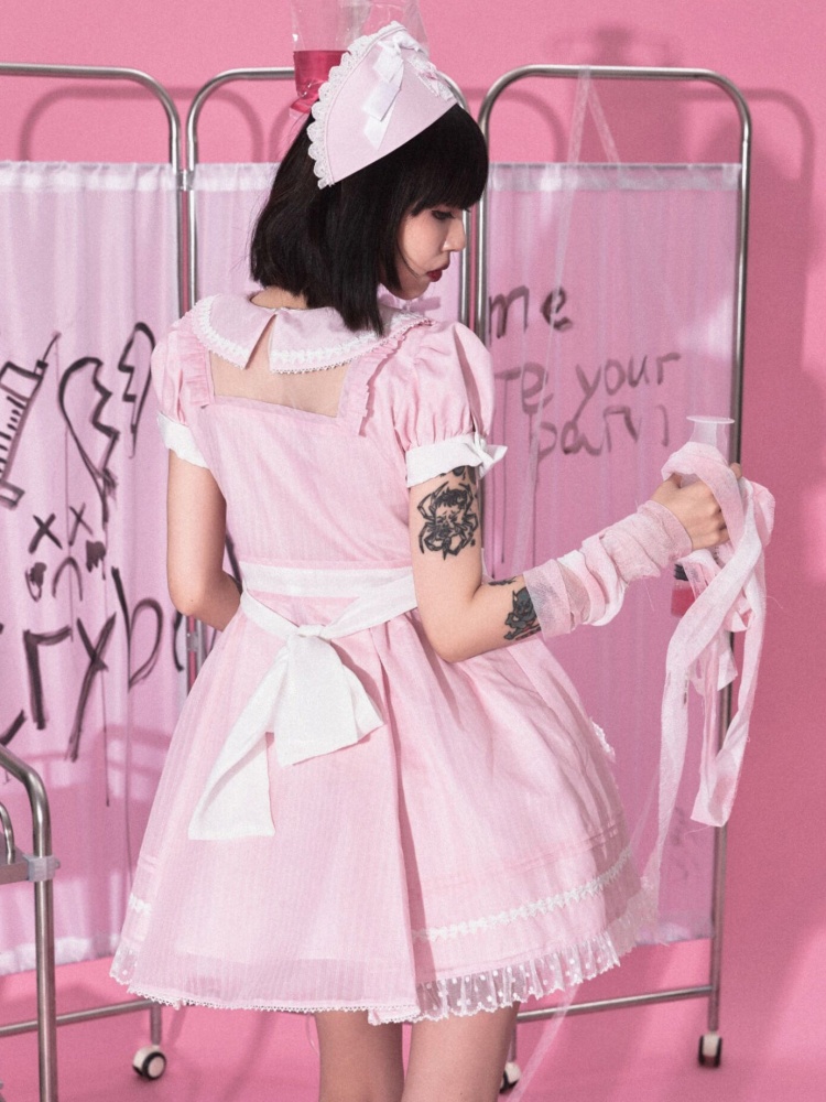 [¥15,486円]クリアランス-ピンク昭和病院ナースロリータドレスバスト100cm旧バージョン